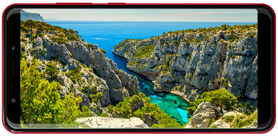 View Go screen with the Calanques of Marseille landscape background